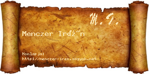 Menczer Irén névjegykártya